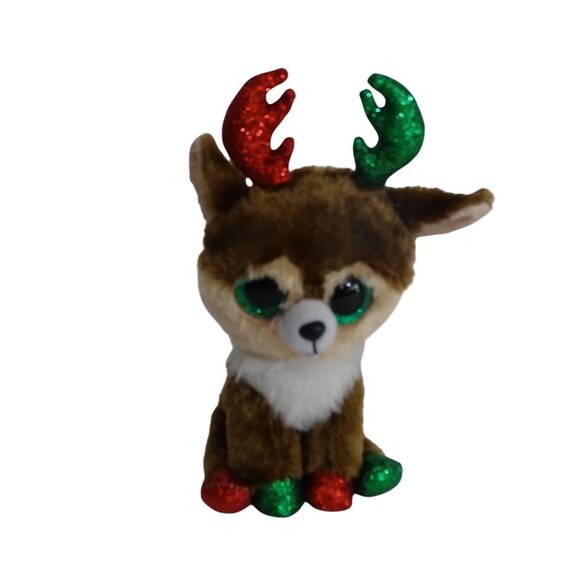 Ty Beanie Boo Kinley Reindeer Christmas Stuffed Animal Plush Soft Toy Hang Tags - Picture 1 of 13